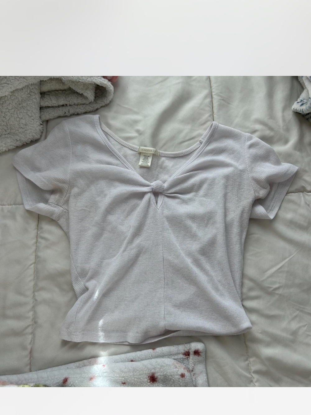 Bozzolo White Front-Knot Short Sleeve Tee